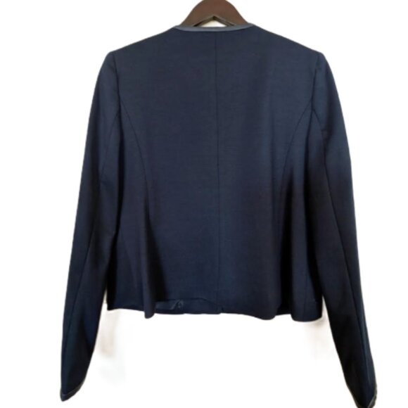 NWT Jones New York Swiss Navy Blazer 4-Pocket Jacket with Vegan Leather Piping - Picture 3 of 5